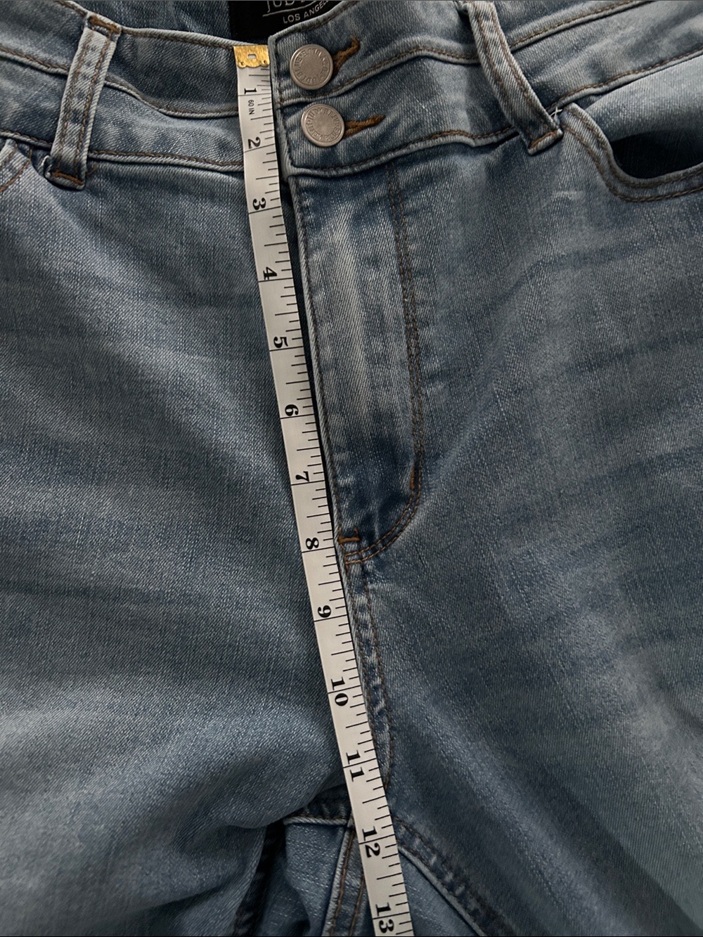 Judy Blue Light Blue Double Button Cropped Jeans - High Waisted Wide Leg - Picture 7 of 7